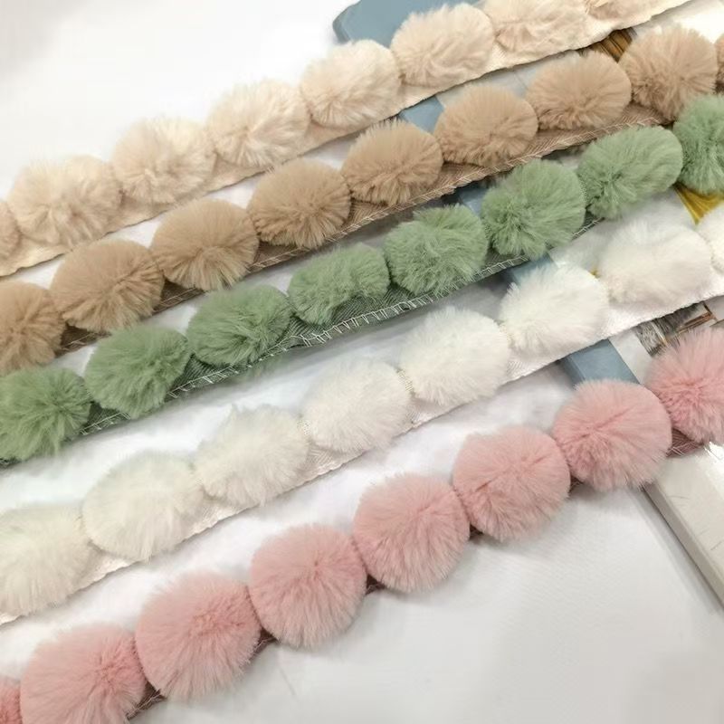 Fringe Ribbon Sewing - 3cm Faux Rabbit Fur Pom Pom