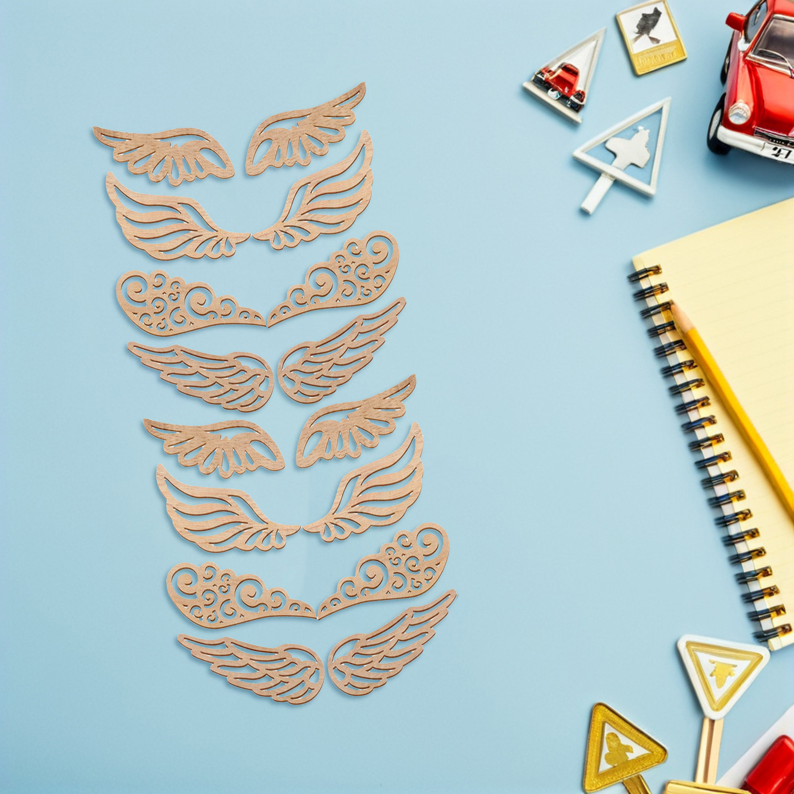 Christmas Craft Embellishment - 40Pcs Wood Wings Cutouts Natural Unfinished