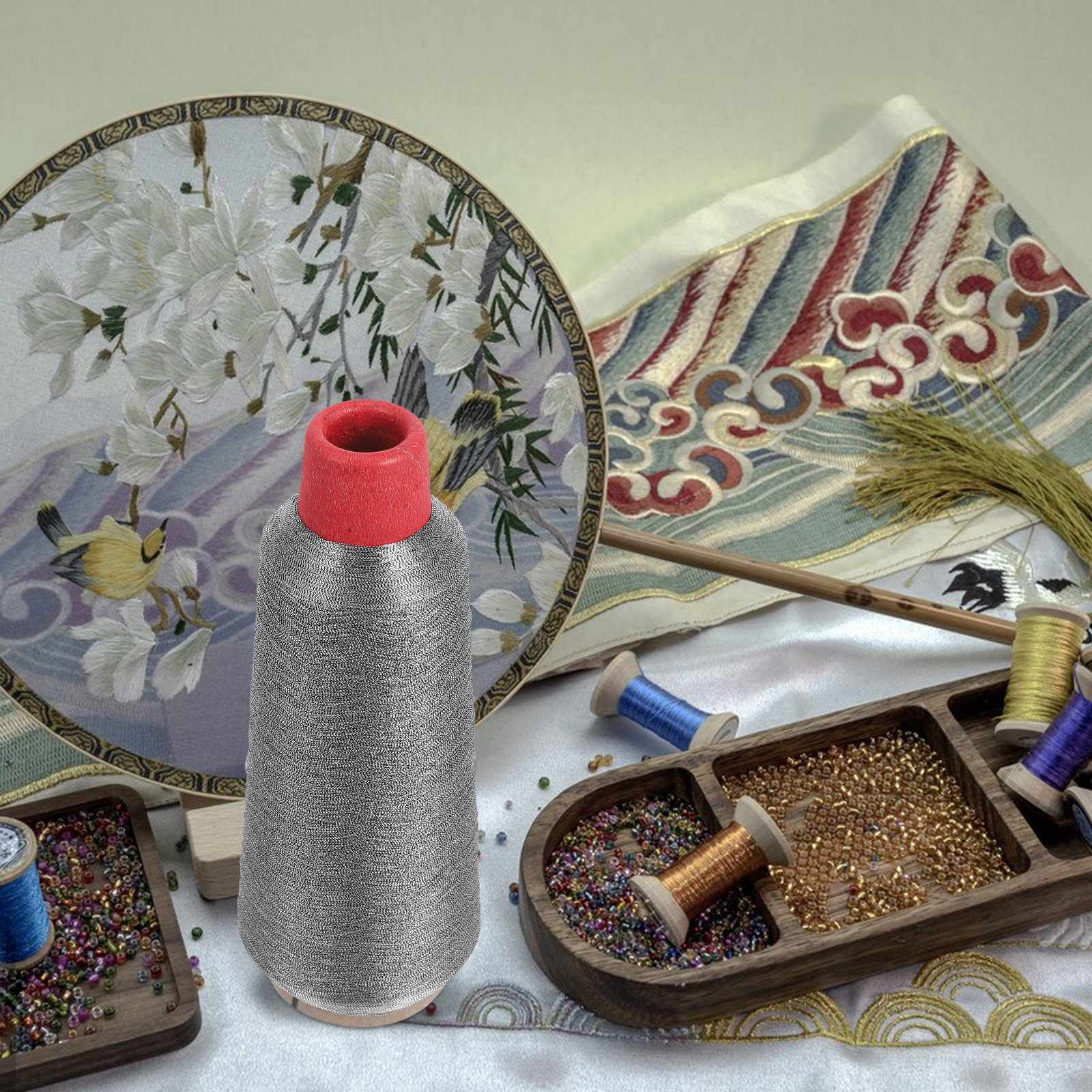 Embroidery Craft - 1 Roll Silver Embroidery Thread Roll