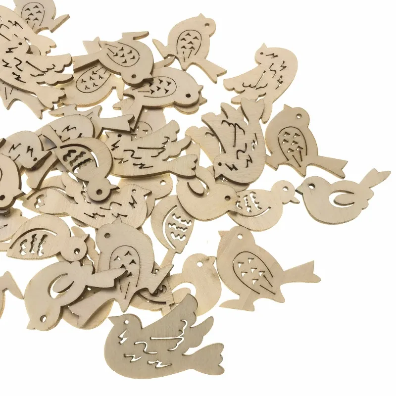 50pcs Wooden Bird Pattern DIY  - Embellishments For Scrapbooking review and price