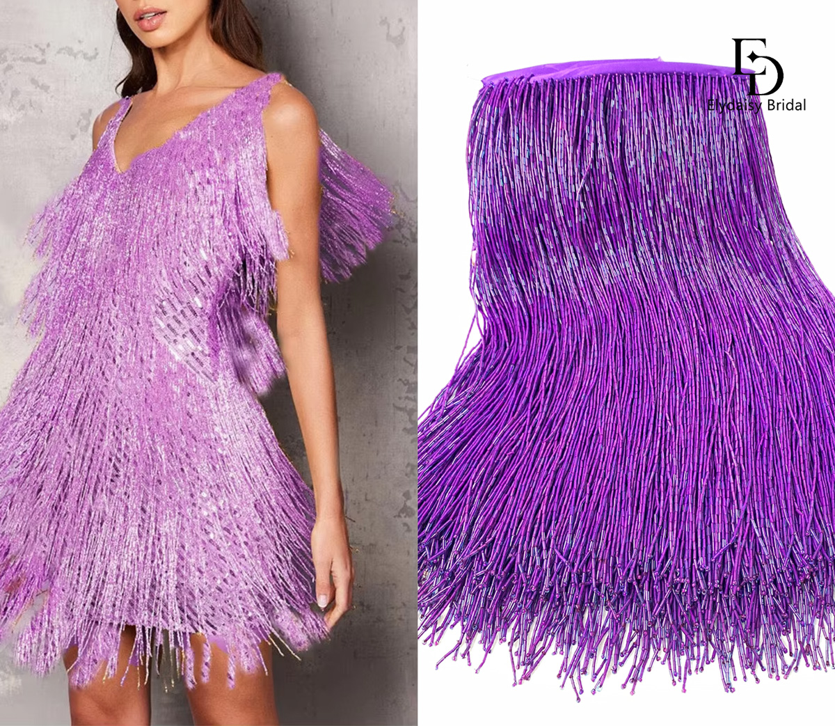 30CM Long Purple Green Black B - Fringe Ribbon Sewing review and price