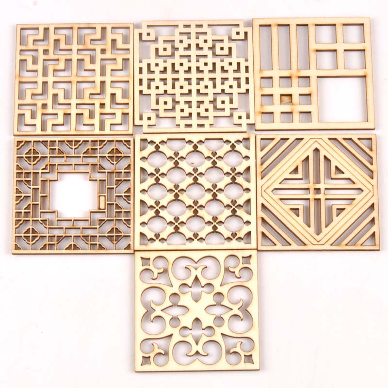 5Pcs/set Wood Handicraft hollo - Embellishments For Scrapbooking review and price