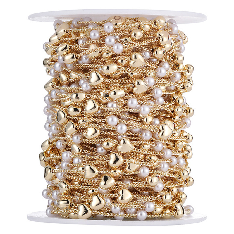 1meter/lot Copper Beaded Chain - Pearl Trim Chain review and price