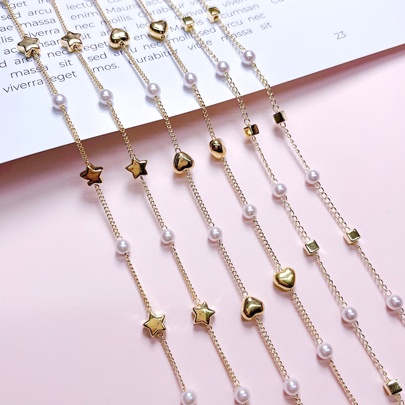 1meter/lot Copper Beaded Chain - Pearl Trim Chain review and price