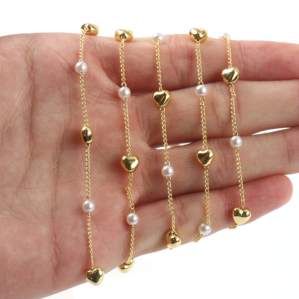 1meter/lot Copper Beaded Chain - Pearl Trim Chain review and price