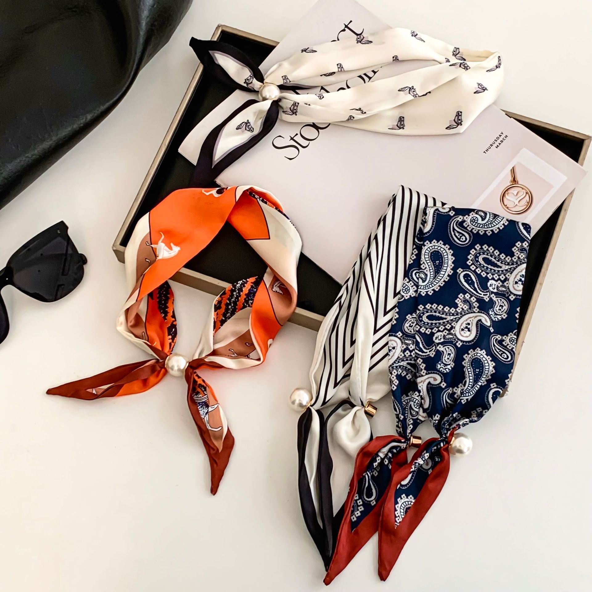 Cashew Flower Silk Scarf Effor - Pearl Trim Chain review and price