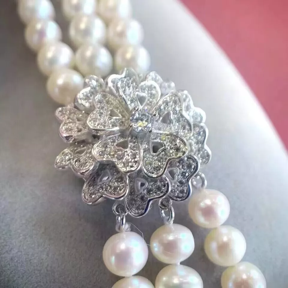 3-strand pearl necklace AAA 8- - Pearl Trim Chain review and price