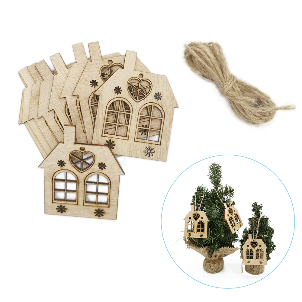 10pcs Wooden Hollow House Cuto - Christmas Craft Embellishment review and price