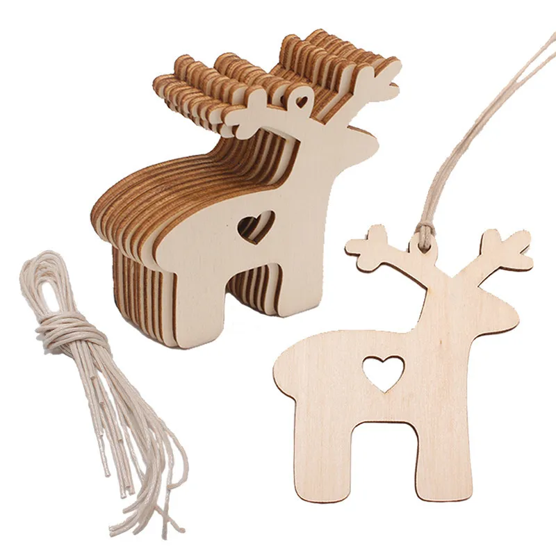 10PCS Wooden Tree Bell Deer Un - Christmas Craft Embellishment review and price