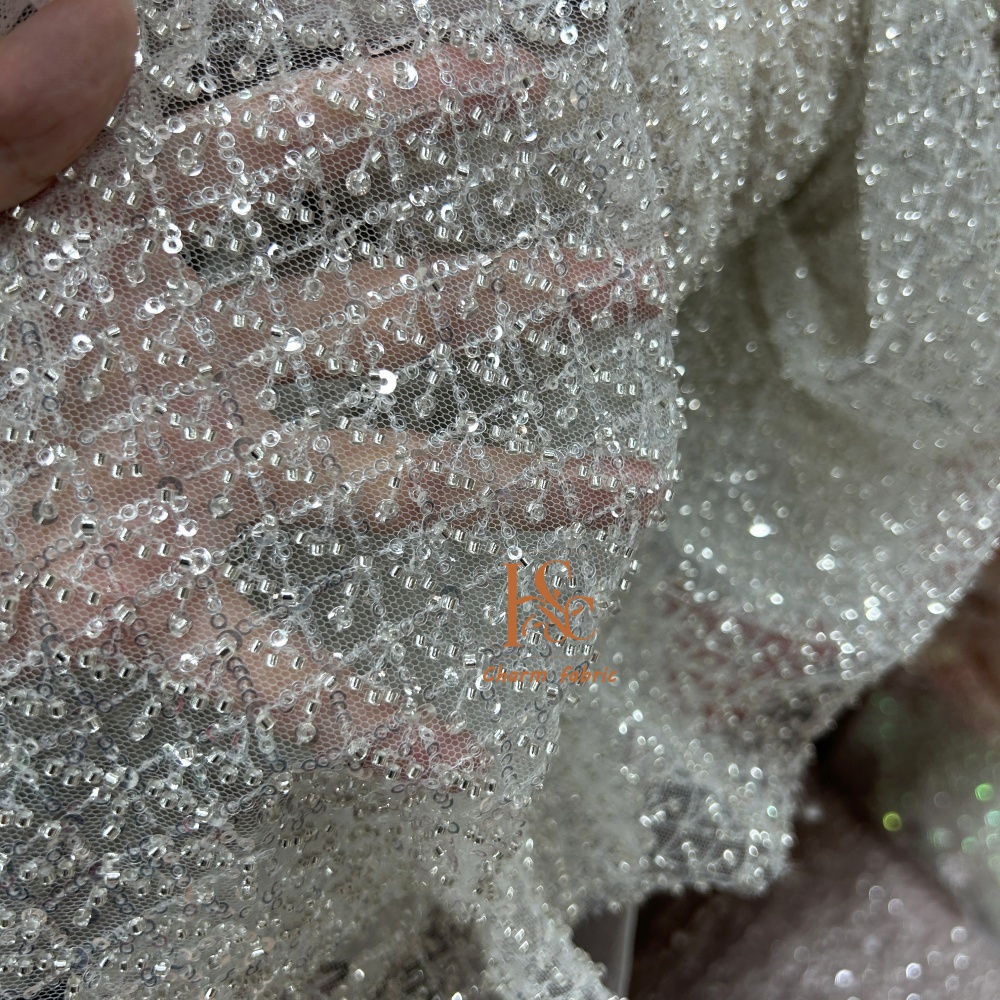 High-end lace embroidery beadi - Crystal Mesh Fabric review and price