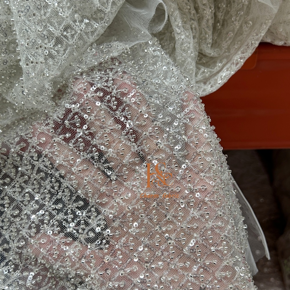 High-end lace embroidery beadi - Crystal Mesh Fabric review and price