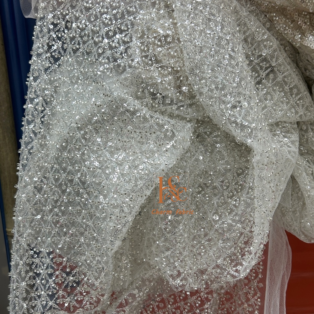 High-end lace embroidery beadi - Crystal Mesh Fabric review and price