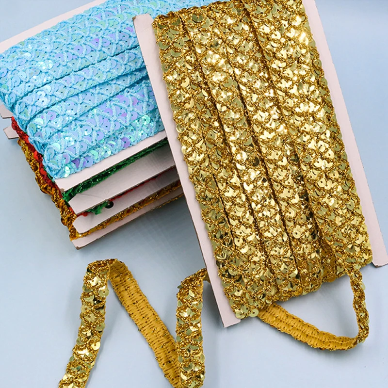 10m Gold and Silver Sequined L - Lace Ribbon Trim review and price
