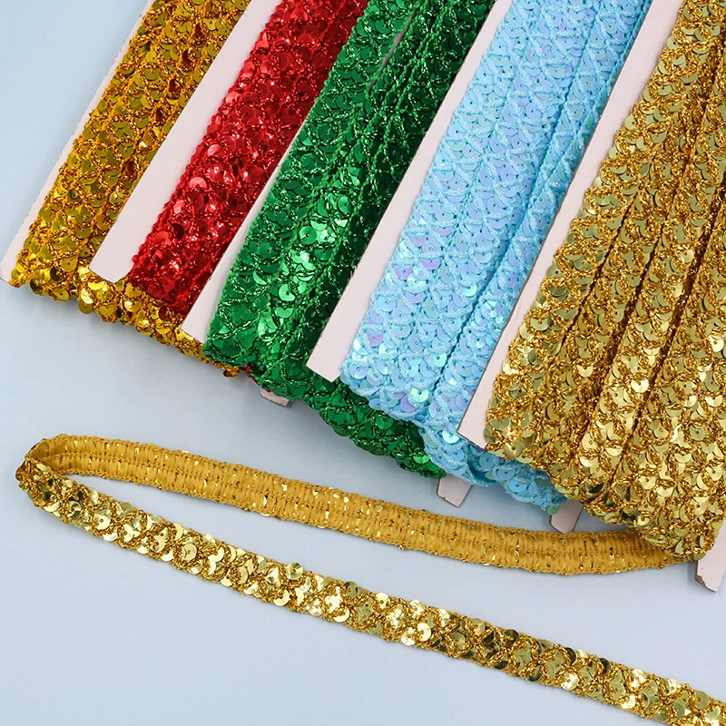 10m Gold and Silver Sequined L - Lace Ribbon Trim review and price