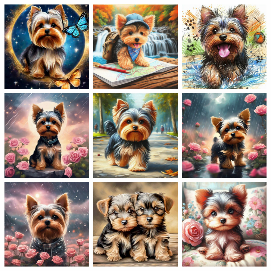 Yorkshire Terrier Dog 5D DIY D - Embroidery Embellishments review and price