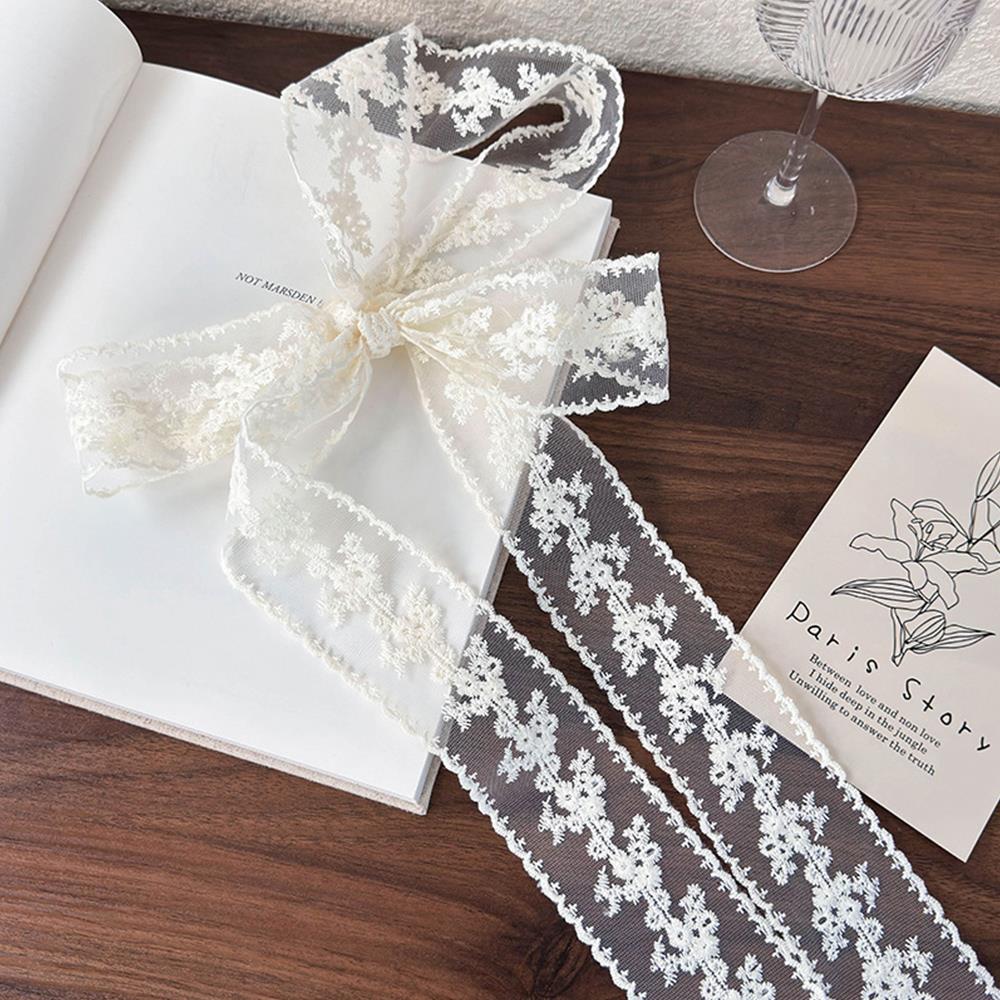 Elegant Lace Scarf Bow Necklac - Lace Ribbon Trim review and price