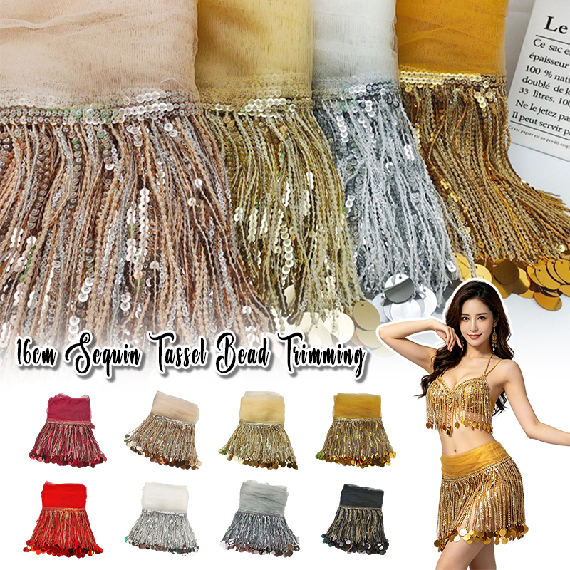 10 Yards Sequins Tassel Lace T - Fringe Ribbon Sewing review and price