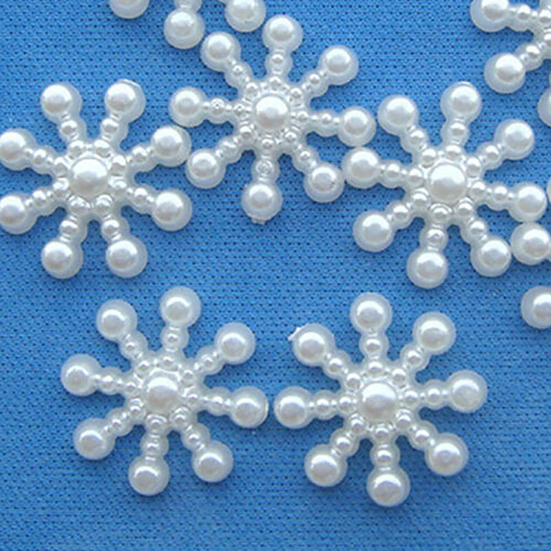 100pcs White Pearl Resin Snowf - Christmas Craft Embellishment review and price