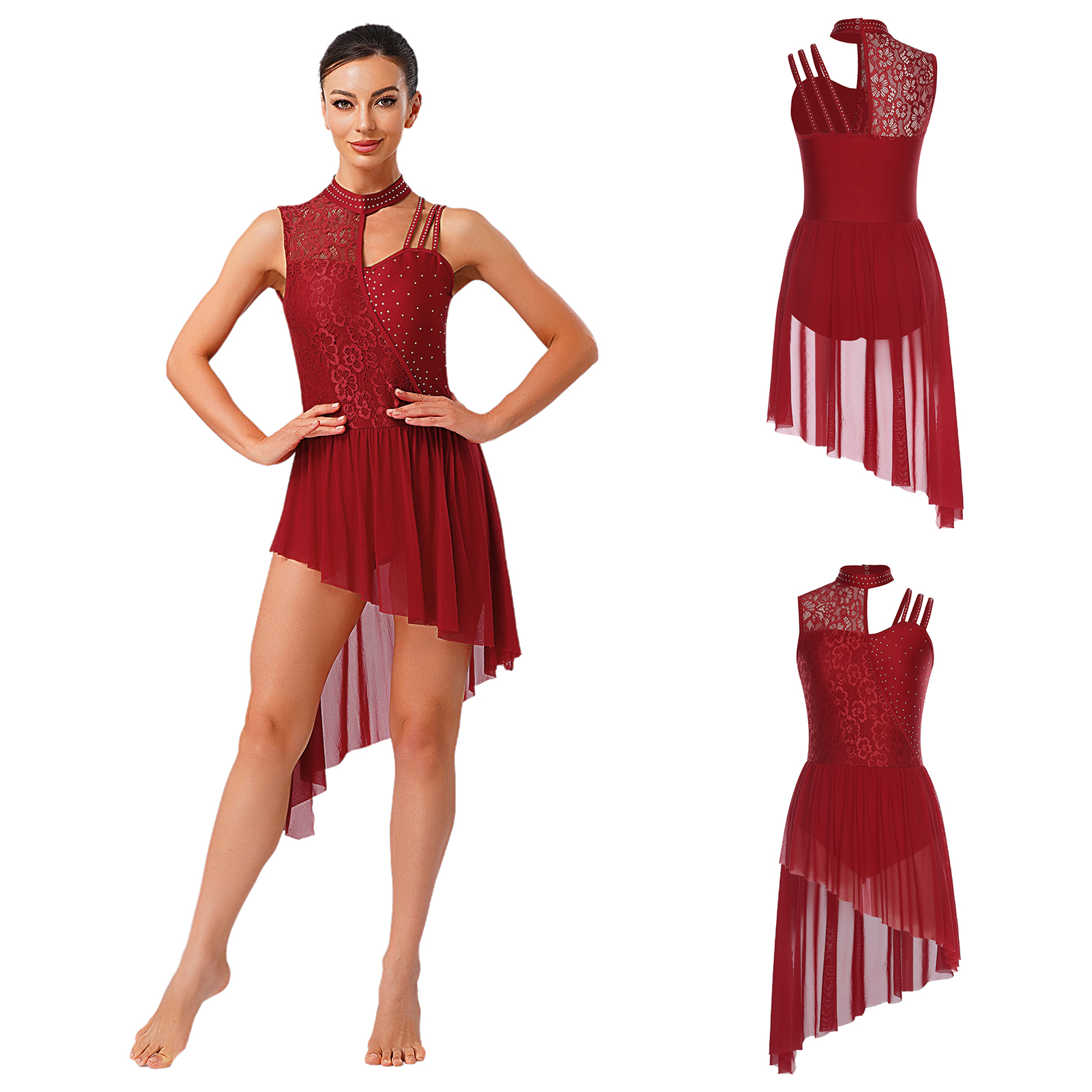 Women Lyrical Dance Dress Flor - Rhinestone Banding Trim review and price