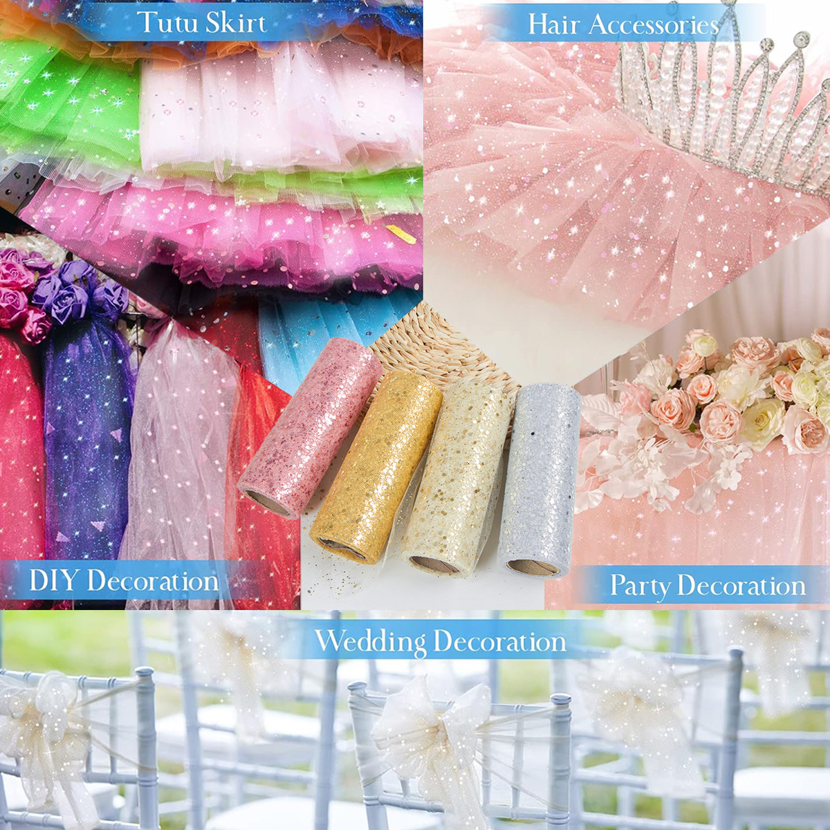 Glitter Tulle Rolls Birthday P - Organza Ribbon Spool review and price