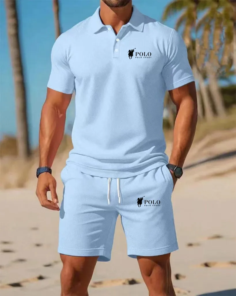 Men's Polo Shirt Set Summer Qu - Embellish Knit review and price