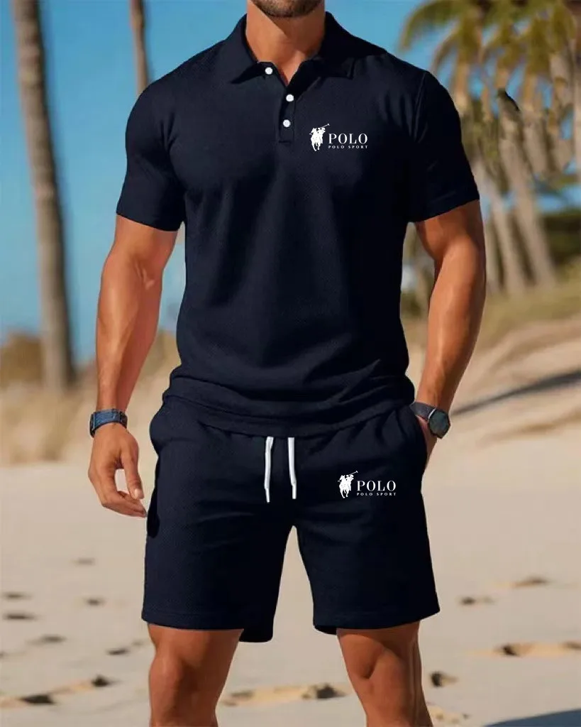 Men's Polo Shirt Set Summer Qu - Embellish Knit review and price