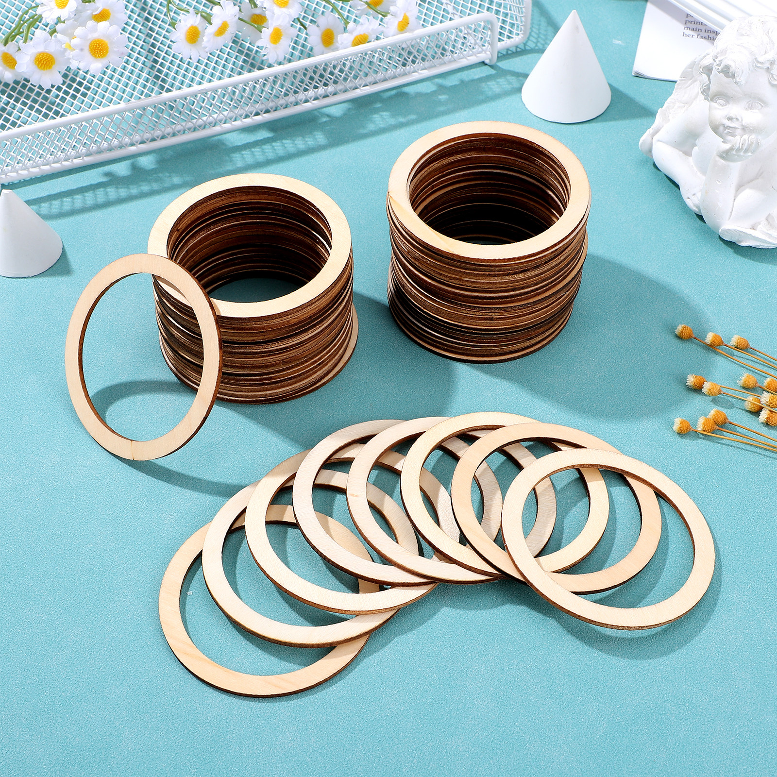50Pcs Round Wooden Circle Embe - Christmas Craft Embellishment review and price