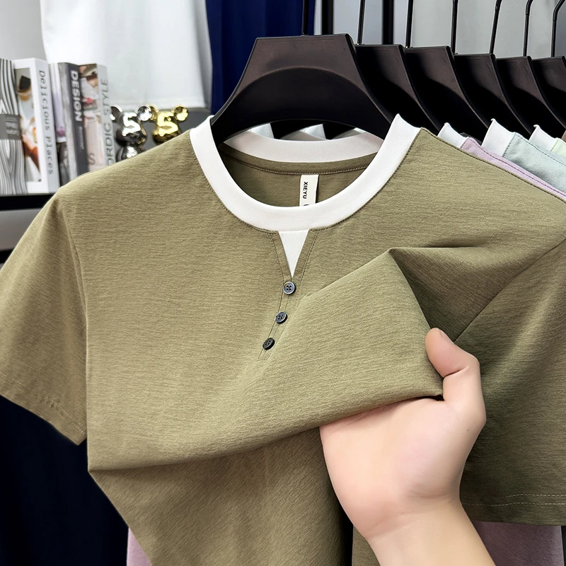 Mens Short Sleeve Henley Neck  - Embellish Knit review and price