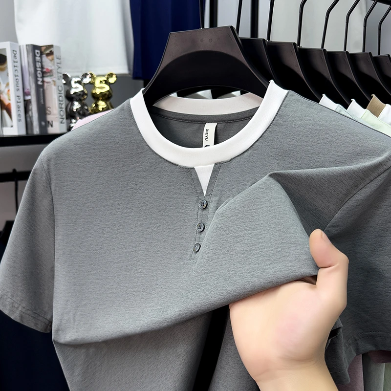 Mens Short Sleeve Henley Neck  - Embellish Knit review and price