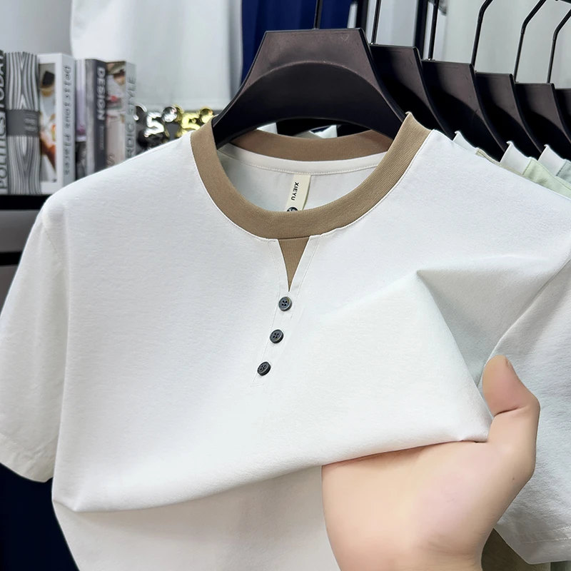 Mens Short Sleeve Henley Neck  - Embellish Knit review and price