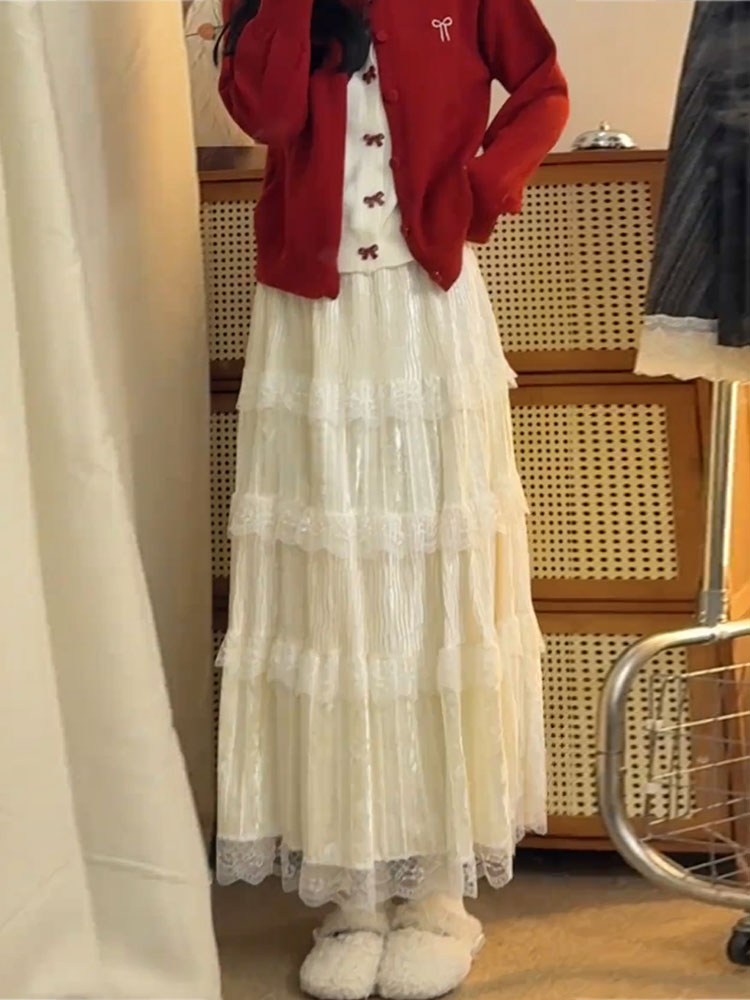 Elegant High Waist  Skirt in S - Elastic Lace Trim review and price
