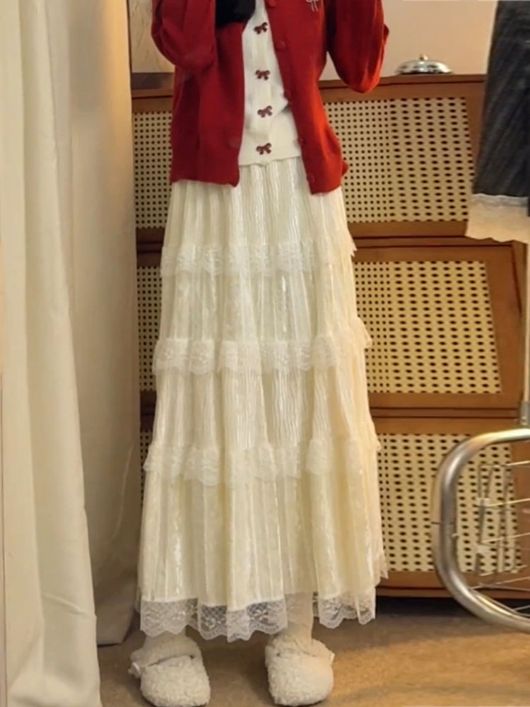 Elegant High Waist  Skirt in S - Elastic Lace Trim review and price