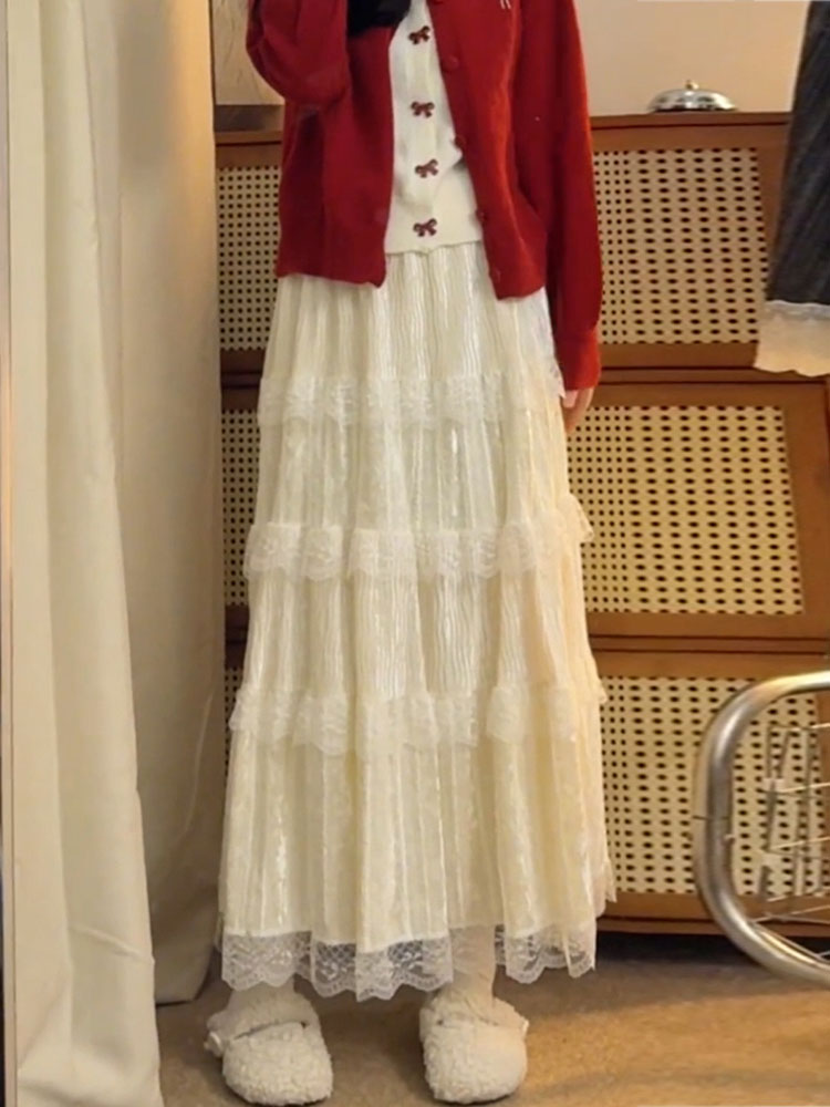 Elegant High Waist  Skirt in S - Elastic Lace Trim review and price