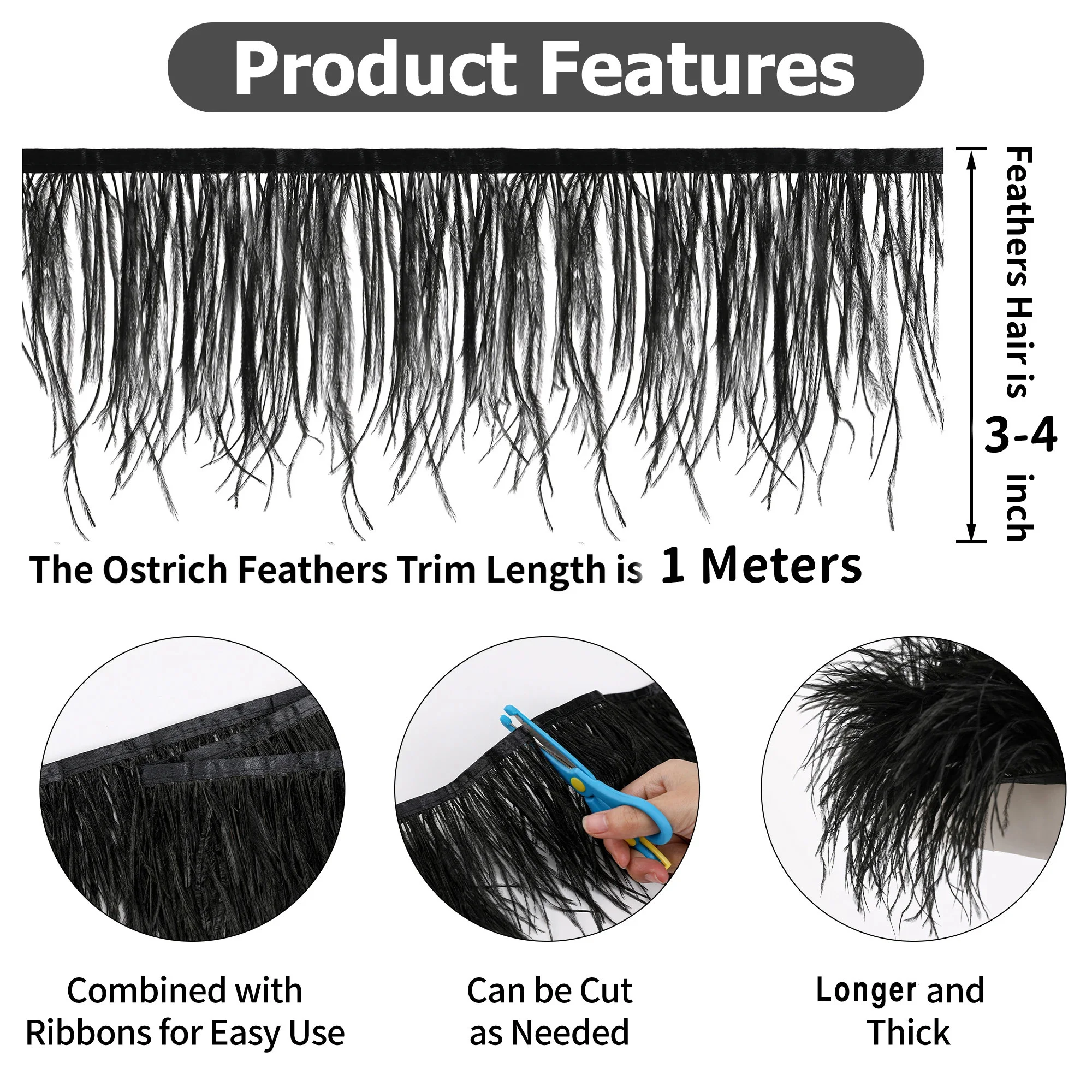 1/10M Natural Plume Black Ostr - Feather Trim Marabou review and price